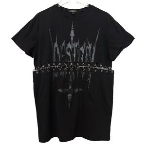 Black Graphic Tee with Silver Accents